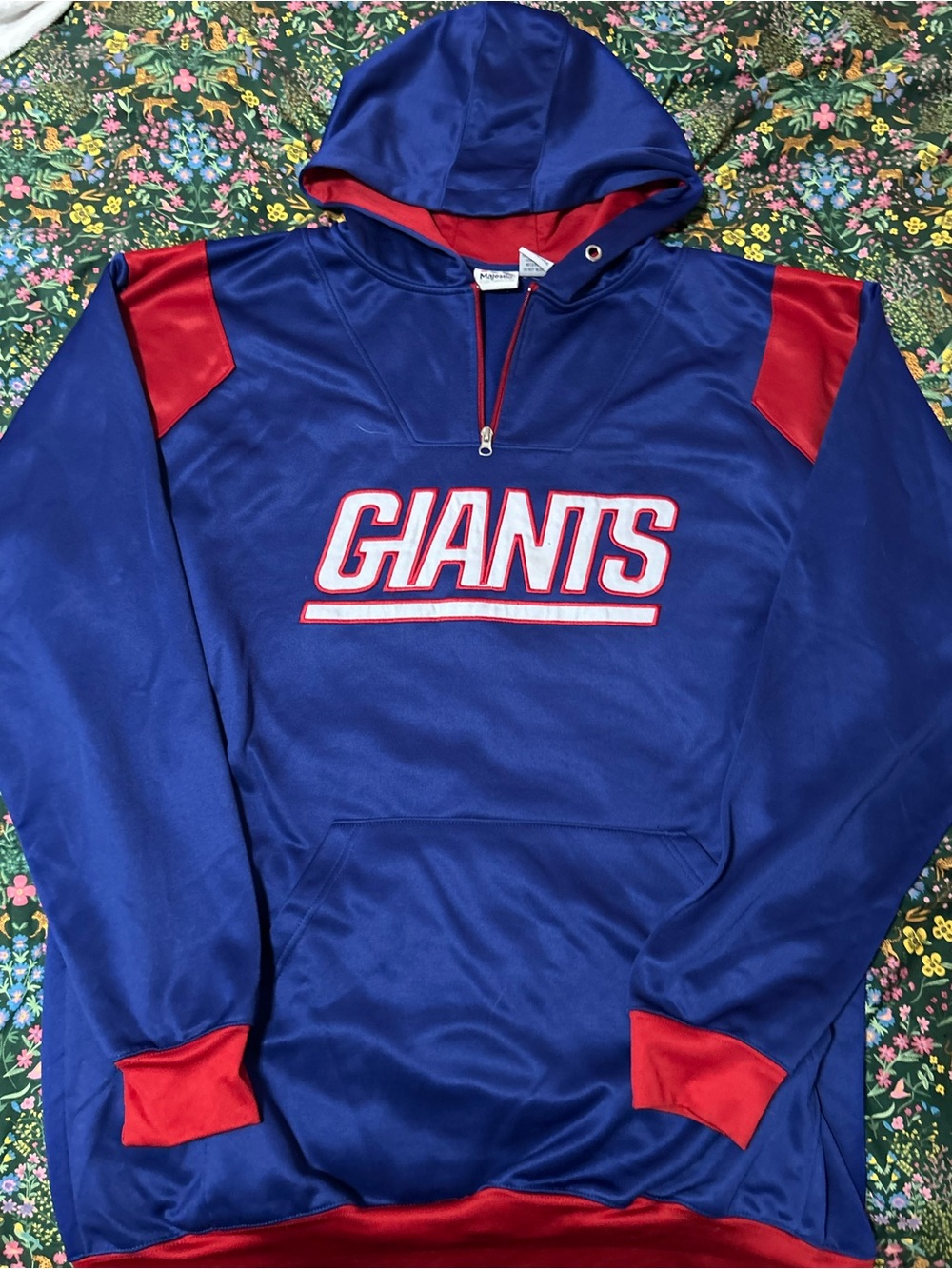 Vintage New York Giants 1/4 Zip Hoodie NFL Sweatshirt Mens 2XLT